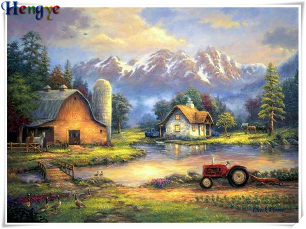 5D Diy diamond painting cross stitch kit rhinestone mosaic home decor gift landscape Lake villa full square&round diamond embroidery yx3277