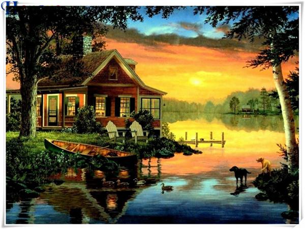 5D Diy diamond painting cross stitch kit rhinestone mosaic home decor gift landscape Lake villa full square&round diamond embroidery yx3233