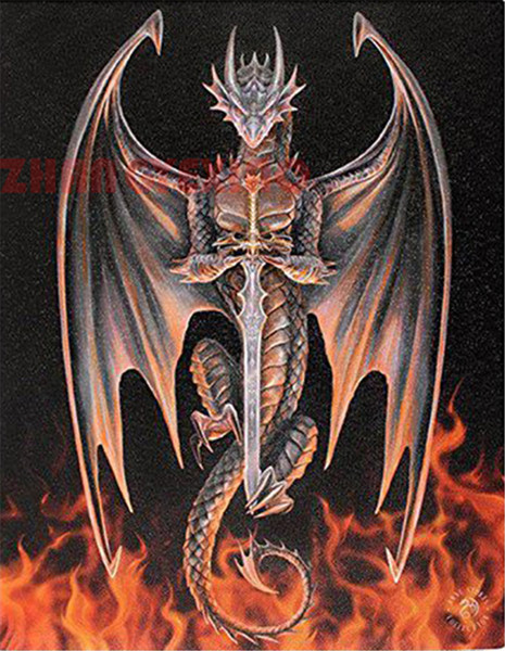 Mosaic home decoration animal fire dragon diy diamond painting cross stitch kit rhinestone full round&square diamond embroidery AA0184