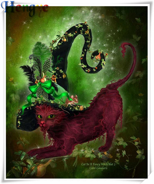 Mosaic home decor gift animal evil cat 5D diy diamond painting cross stitch kit rhinestone full square&round diamond embroidery AA0331