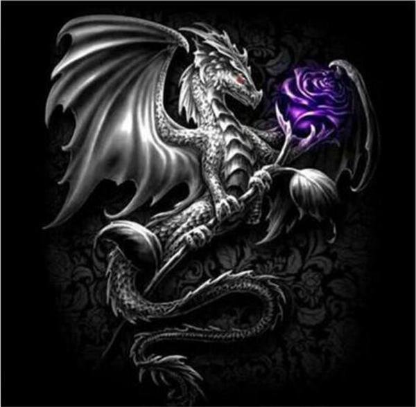 Diy diamond painting cross stitch kit rhinestone full round diamond embroidery animal dragon flower rose home mosaic decoration ro0080