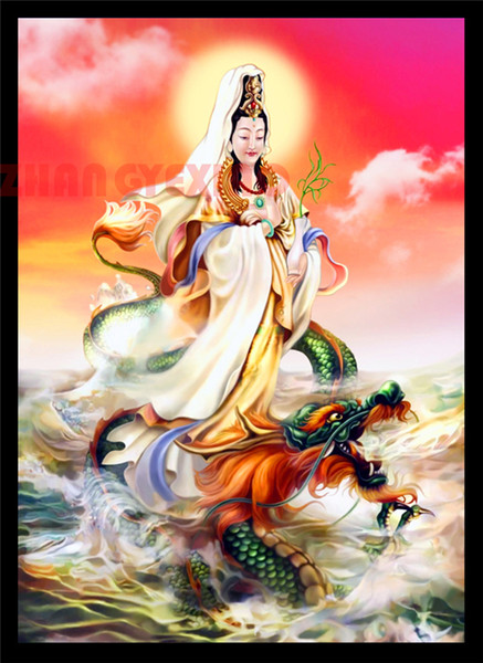 Diy diamond painting cross stitch kit rhinestone mosaic home decoration Avalokitesvara dragon full square&round diamond embroidery AA0189