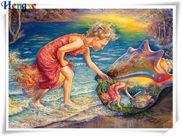 Mosaic home decor gift people cute girl lake 5D diy diamond painting cross stitch kit rhinestone full round&square diamond embroidery yx3222