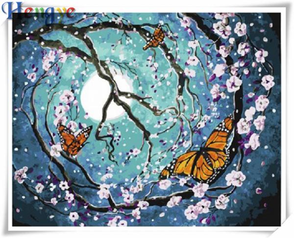 5D Diy diamond painting cross stitch kit rhinestone mosaic home decor gift Butterfly plum blossom full square&round diamond embroidery AA347