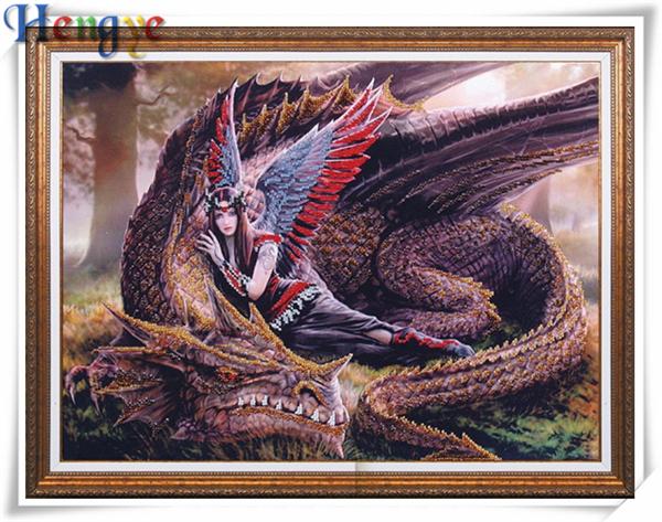 Rhinestone full square&round diamond embroidery sexy angel dragon 5D diy diamond painting cross stitch kit home mosaic decor gift AA0387