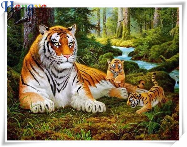 Diy diamond painting cross stitch kit rhinestone mosaic home decor gift animal forest tiger full square&round diamond 5D embroidery AA0323