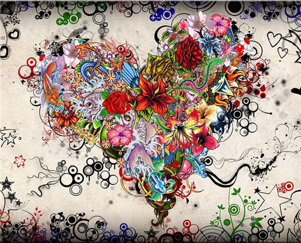 Diy diamond painting cross stitch kit rhinestone full round diamond embroidery heart-shaped flower rose home mosaic decoration yx4179