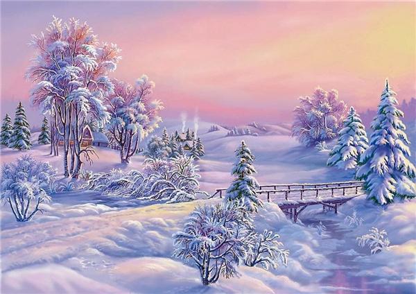 5D Diamond Embroidery needlework diy Diamond painting Cross Stitch Kits snow forest bridge full round diamond mosaic Room Decor yx0740