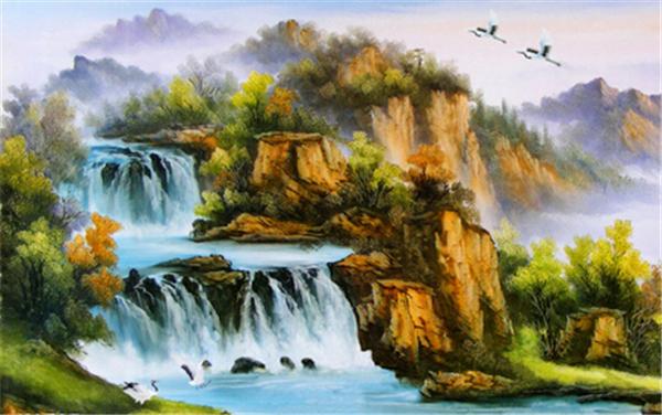 5D Diamond Embroidery needlework diy Diamond painting Cross Stitch Kits mountain waterfall full round diamond mosaic Room Decor yx1415