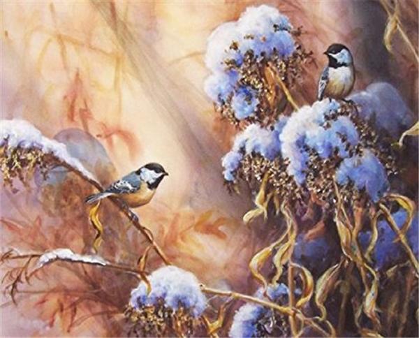 New diy diamond painting cross stitch kits resin pasted painting full round drill needlework Mosaic Home Decor animal snow bird yx0663