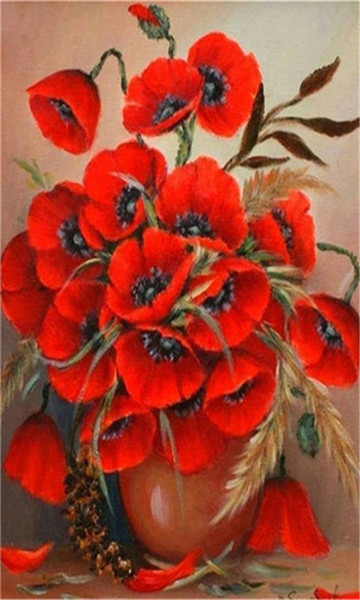Diy diamond painting cross stitch kit rhinestone mosaic home decor gift flower red orchid full square&round diamond 5D embroidery BB0557