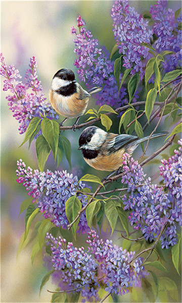 Diy diamond painting cross stitch kit rhinestone mosaic home decor gift bird flower purple full square&round diamond 5D embroidery BB0561