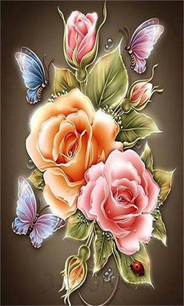 Rhinestone full round diamonds embroidery flower rose butterfly diy diamond painting cross stitch kit home mosaic decoration gift BB0575