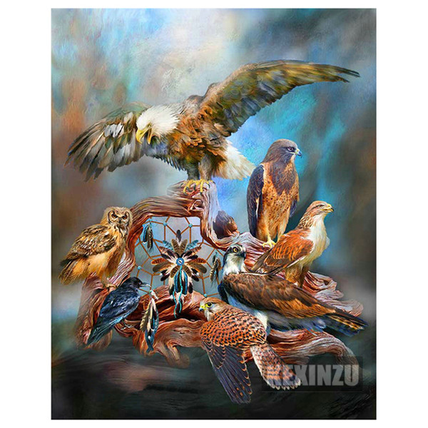 KEXINZU DIY Diamond Painting Cross Stitch pictures Home decoration full square Round Diamond Embroidery Eagle girl painting rhinestones