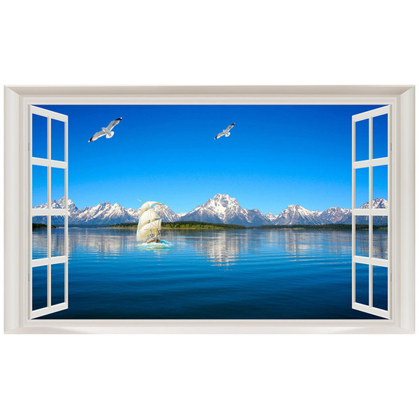 Kexinzu Full Square Diamond Scenery outside the Window Lake Scenery 5D DIY Diamond Painting Embroidery Cross Stitch Rhinestone Mosaic Decor