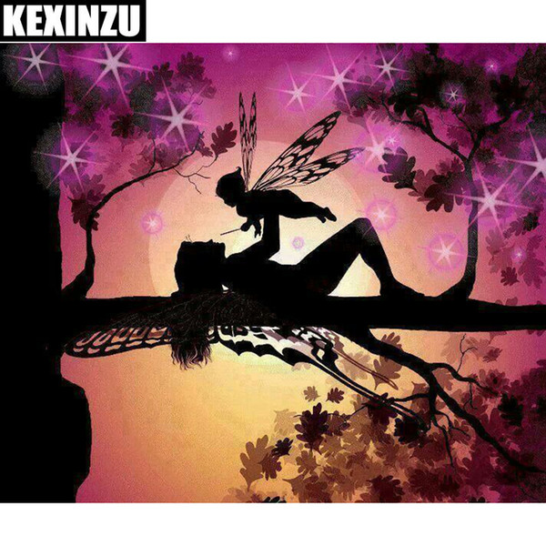 Kexinzu Full Square Diamond Horror Girl dragonfly 5D DIY Diamond Painting Embroidery Cross Stitch Rhinestone Mosaic Painting Decor