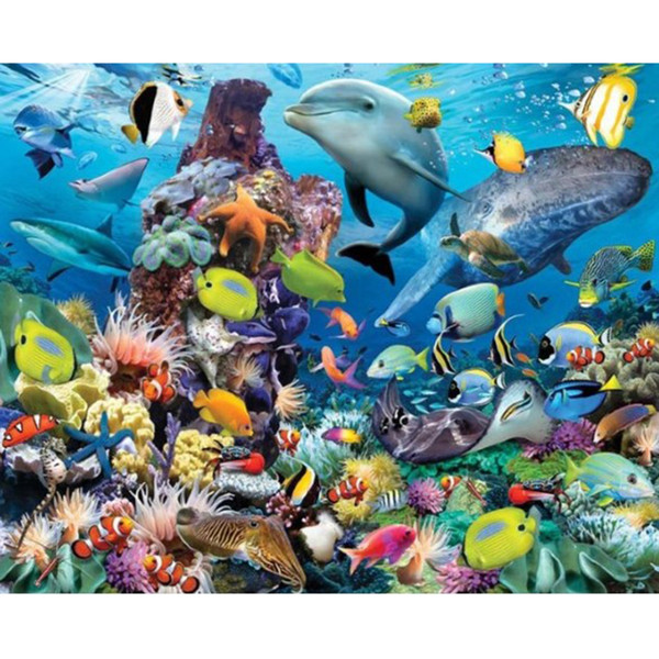 5d underwater world diamond full drill pearl embroidery landscape diamond painting cross stitch mosaic Home Decoration