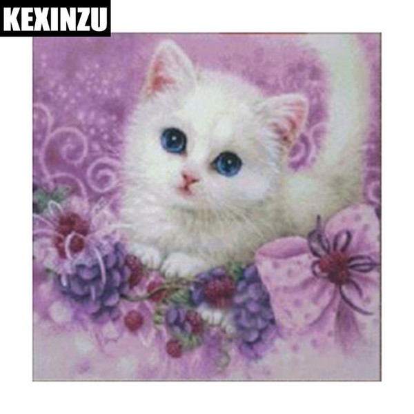 New Cool White Cute Cat 5D Square drill Diamond Painting Embroidery pattern Cross Stitch kits Mosaic Decor stickers