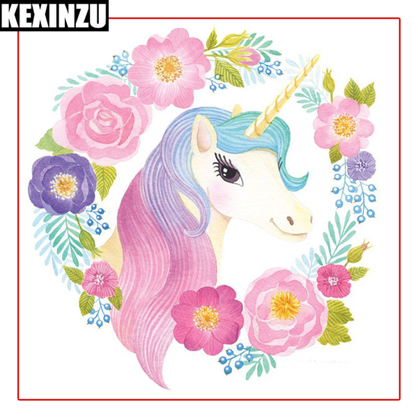 Kexinzu 5d diy Full drill diamond painting Cartoon pink flower horse Cross stitch mosaic pictures rhinestones embroidery daimond painting