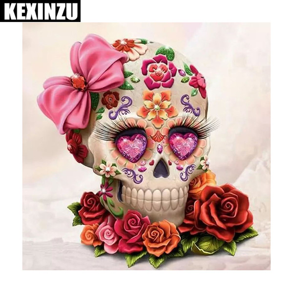 New 5D DIY Diamond Embroidery flower skulls Square Rhinestone Sets 5D Diamond Painting Cross Stitch Needlework