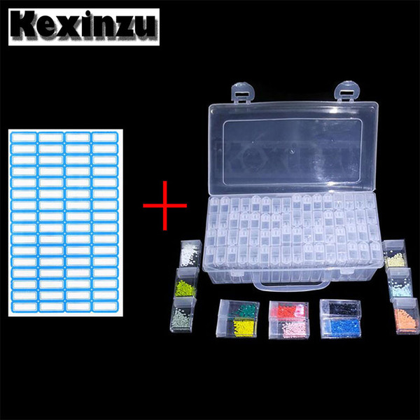 Kexinzu Diamond Painting Cross Stitch Tools Beads Container Embroidery Storage Accessory Mosaic Convenience Box Free Sticker