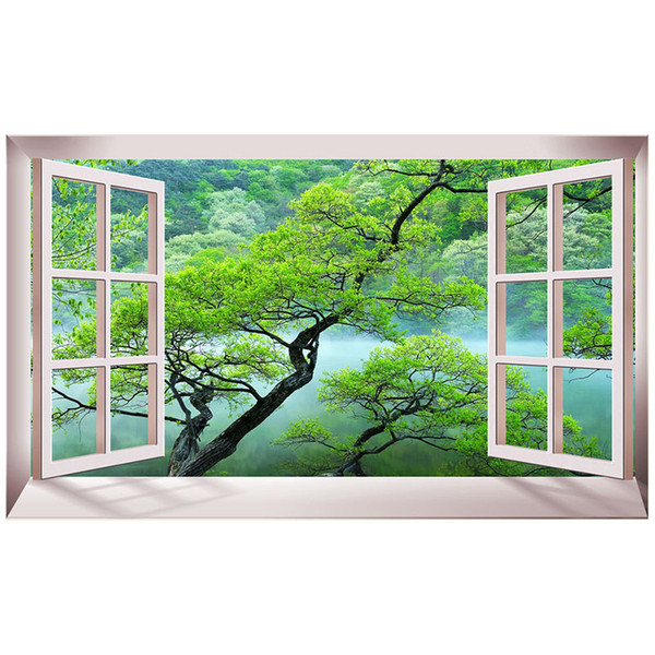 Kexinzu Full Square Diamond Scenery outside the Window Green tree 5D DIY Diamond Painting Embroidery Cross Stitch Mosaic Room Decor