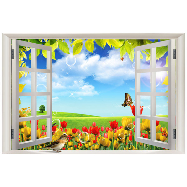 Kexinzu Full Square Diamond Scenery outside the Window Red flower Sea 5D DIY Diamond Painting Embroidery Cross Stitch Mosaic Room Decor