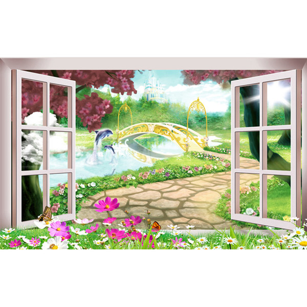 Kexinzu Full Square Diamond Scenery outside the window Flower 5D DIY Diamond Painting Embroidery Cross Stitch Rhinestone Mosaic Decor