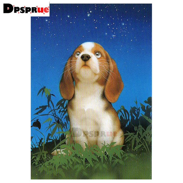 Dpsprue Full Round Drill 5D DIY Diamond Painting Kit Animal Dog Embroidery Cross Stitch Mosaic Rhinestone Home Decor Gift S11