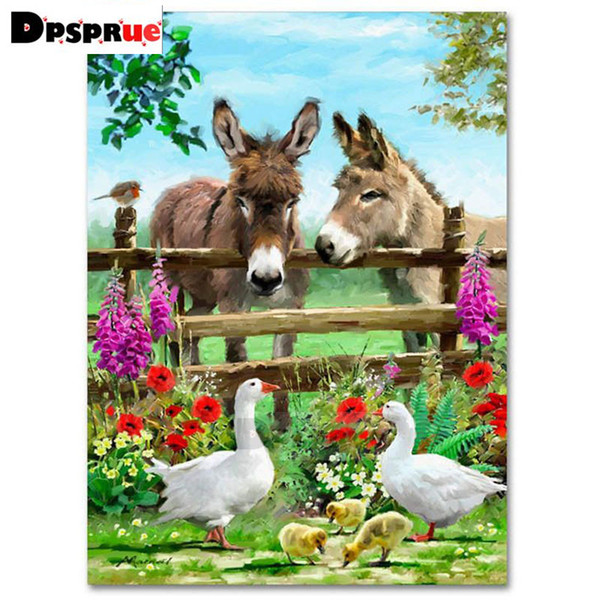 Dpsprue Full Round Drill 5D DIY Diamond Painting Kit Animal Buttercup Embroidery Cross Stitch Mosaic Rhinestone Home Decor Gift S10