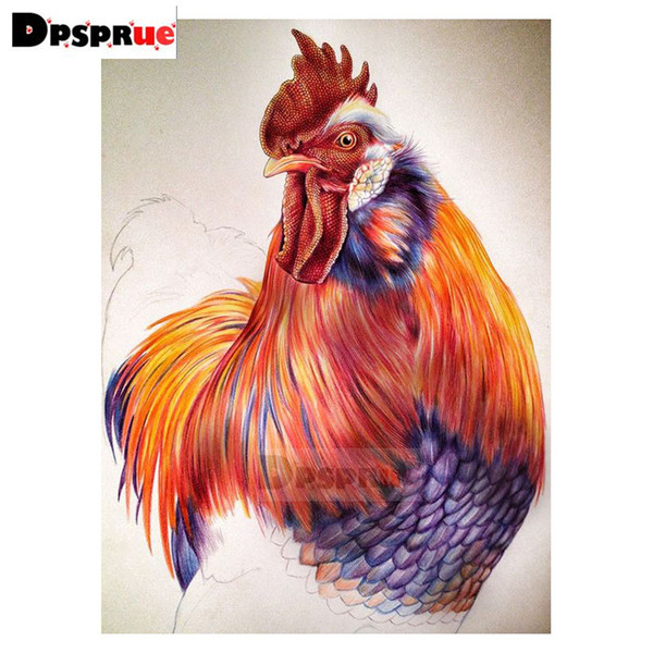 Dpsprue Full Round Drill 5D DIY Diamond Painting Kit Animal Cock Embroidery Cross Stitch Mosaic Rhinestone Home Decor Gift S07