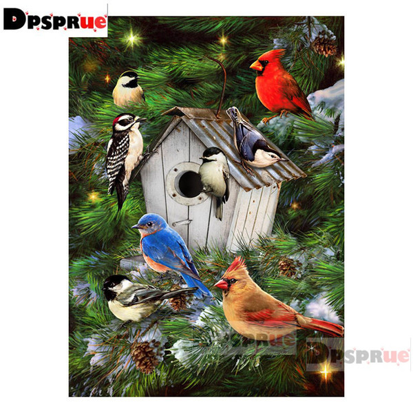 Dpsprue Full Round Drill 5D DIY Diamond Painting Kit Animal Bird Embroidery Cross Stitch Mosaic Rhinestone Home Decor Gift S204