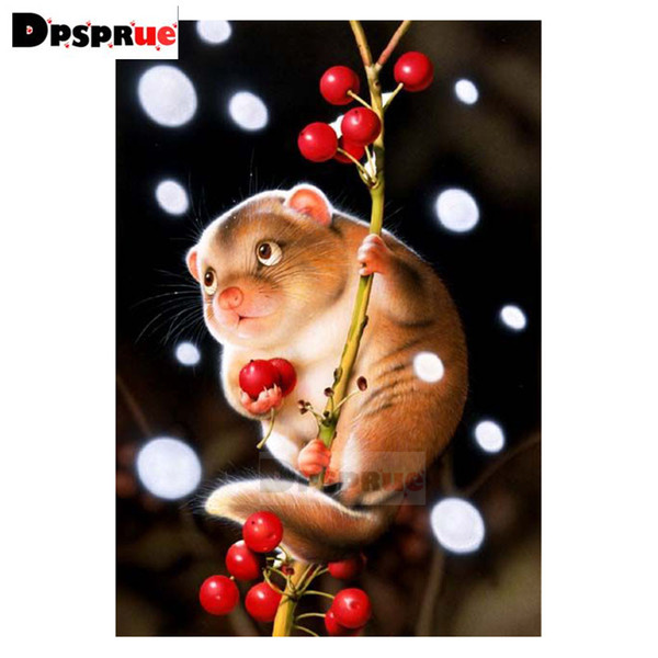 Dpsprue Full Round Drill 5D DIY Diamond Painting Kit Animal Mouse Embroidery Cross Stitch Mosaic Rhinestone Home Decor Gift S06