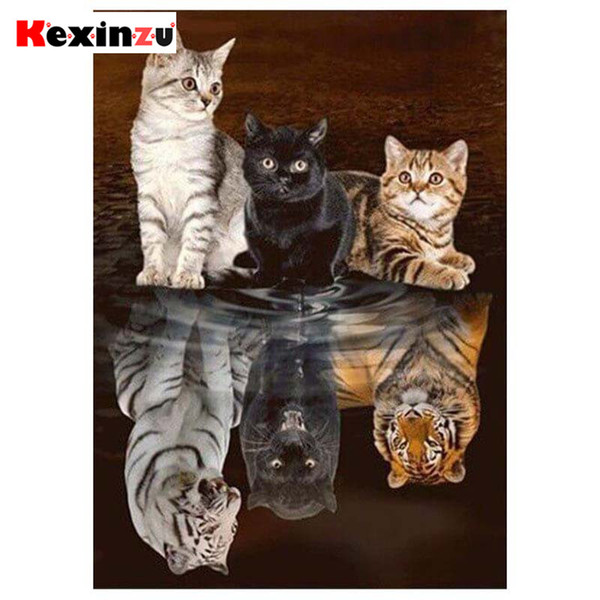 Dpsprue Full Square Round Drill 5D DIY Diamond Painting Kit Aniimal Cat Embroidery Cross Stitch Mosaic Rhinestone Home Decor Gift D44