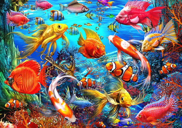 Dpsprue Full Square Round Drill 5D DIY Diamond Painting Kit Animal Fish Embroidery Cross Stitch Mosaic Rhinestone Home Decor Gift D41