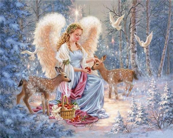 5D diy diamond painting cross stitch kits resin pasted painting full round drill needlework Mosaic Home Decor cute girl angel deer yx0679