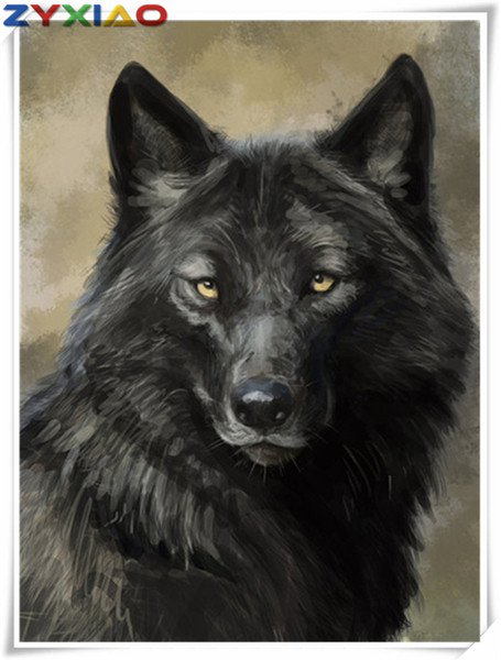 Mosaic home decor gift animal black wolf 5D diy diamond painting cross stitch kit full round&square diamond embroidery wisdom toy AA0585