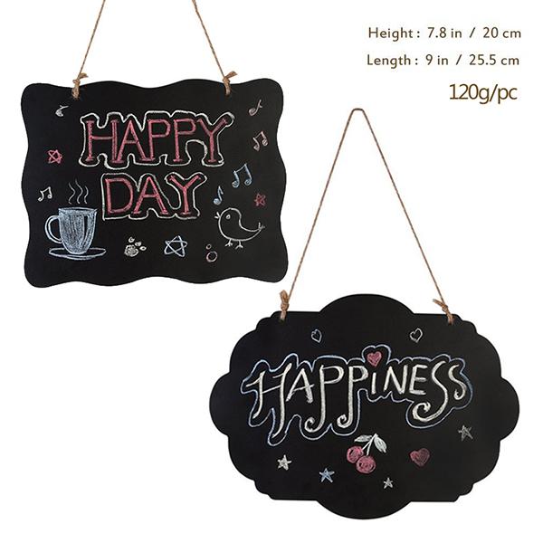 Wooden Sign Chalkboard Wave Side Double-Sided Message Board Mini Hanging String Blackboard Decorative Wood Board DIY Crafts