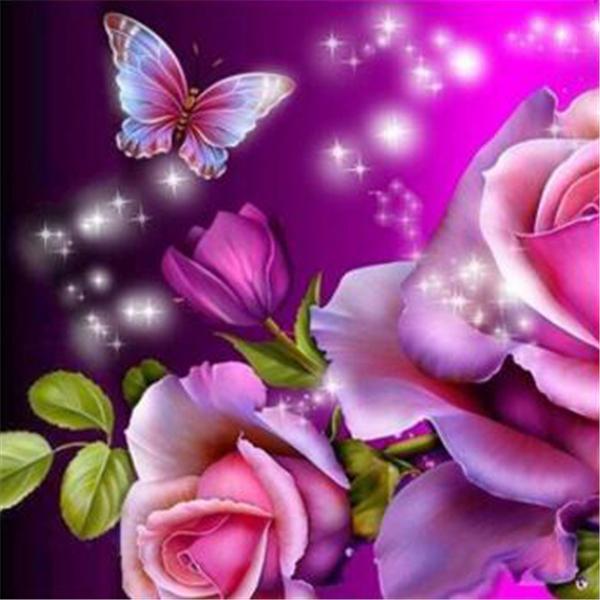 Diamond mosaic full square diamond embroidery needlework rose butterfly diy diamond painting cross stitch kits Mosaic Home Decor zf0202