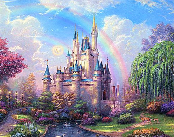 New diy diamond painting cross stitch kits resin pasted painting full square drill needlework Mosaic Home Decor scenic rainbow castle zf0038