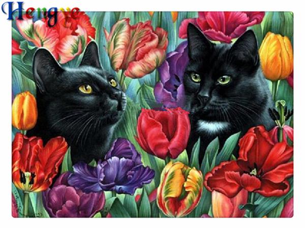 Rhinestone full round diamonds embroidery animal cat flower tulip 5D diy diamond painting cross stitch kit home mosaic decor gift yx2256