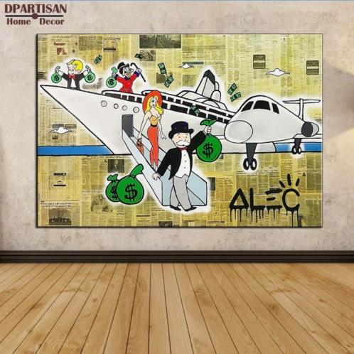 Alec Monopoly High Quality Handpainted & HD Abstract Graffiti Wall Art oil painting After the trip Home Decor On Canvas Multi Sizes g108