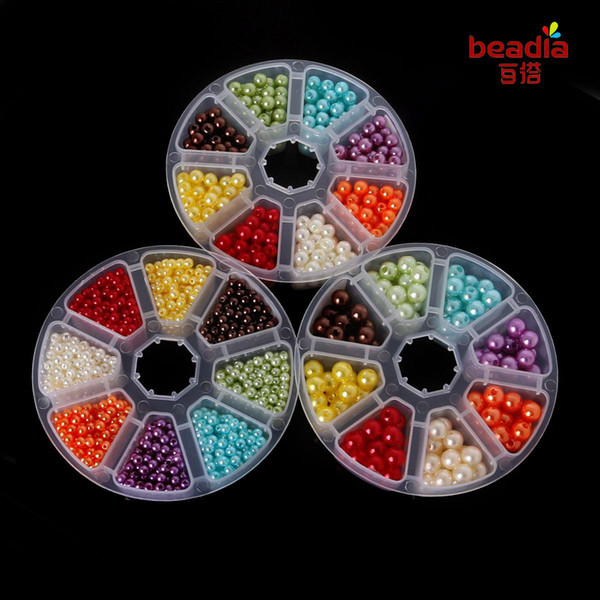 ABS Acrylic pearl beads 4/6/8mm 8color mixed box package DIY accessories Scrapbooking