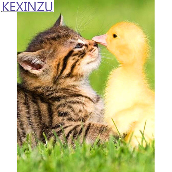 Kexinzu Full 5D diamond painting Kit Animal Cat Duck Decorative painting Room Embroidered diamond cross stitch picture diamant paintin