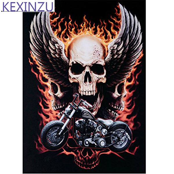 Kexinzu Full 5D diamond painting Kit Cartoon Skull Decorative painting Room Embroidered diamond cross stitch picture diamant paintin