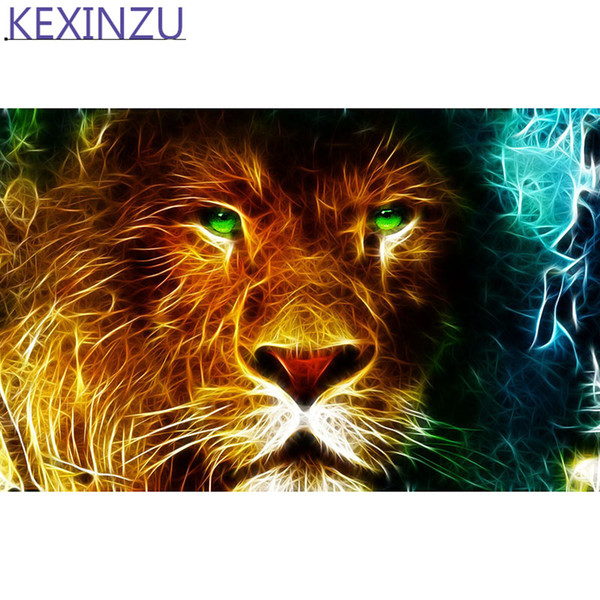 Kexinzu Full 5D diamond painting Kit Animal Lion Decorative painting Room Embroidered diamond cross stitch picture paintin