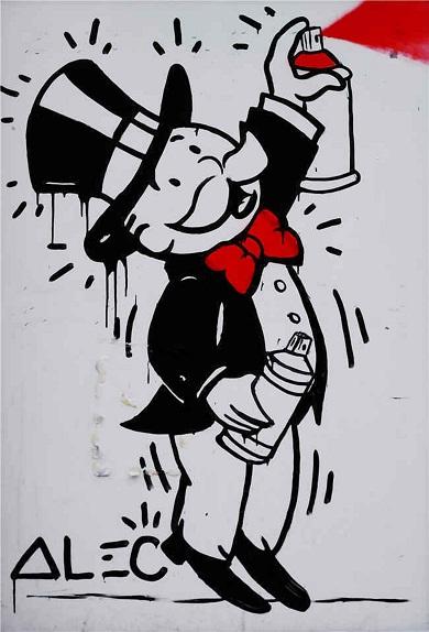 Alec Monopoly Handpainted & HD Print Abstract Graffiti Art Oil Painting Spray Can Man On Canvas,Multi Sizes /Frame Options g253