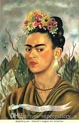 The Self Portrait by Kahlo Frida,High Quality Handpainted&HD PrintStill Life floral Wall Art oil painting Multi sizes refine P174