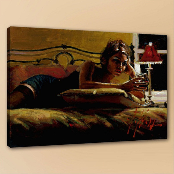 High Quality Fabian Perez Girl Giorgina At The Yellow Room Handpainted & HD Print oil painting,Home Decor Wall Art On Canvas p88