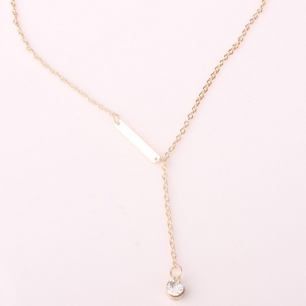 Fashion Pendant metal Gold necklace Plated Lariat Crystal gem Long necklace For Women jewelry free DHL TNT